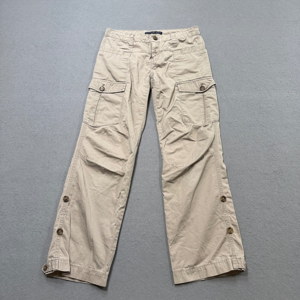 GAP Cargo Pants Women's Small Beige Khaki Straight Leg Cotton Utility Trousers